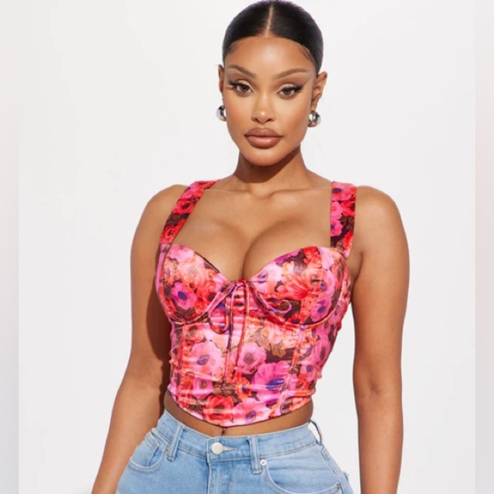 Fashion Nova Maribelle Corset Top - Fuschia